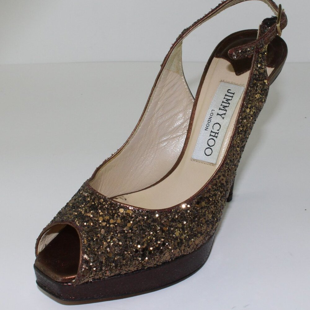 Jimmy Choo Nova Glitter Heel Shoes (35.5 EU / 5 US)